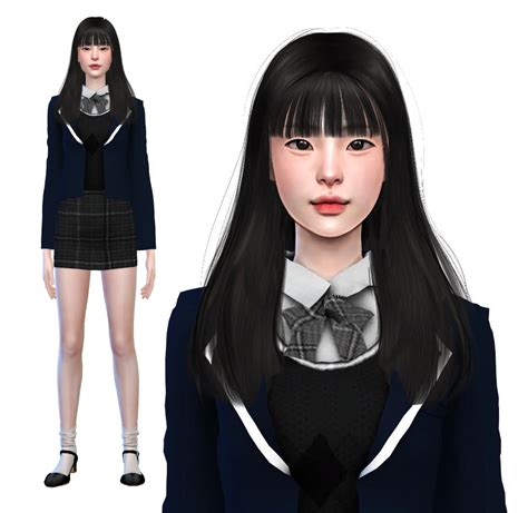 Korean School Girl The Sims 4 in 2021 | Sims 4, Sims, Sims hair