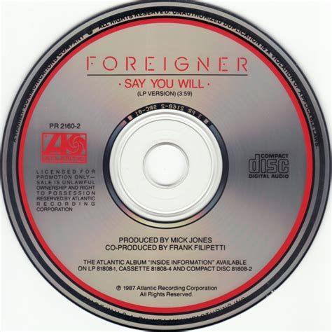 Foreigner - Say You Will (1987, CD) | Discogs