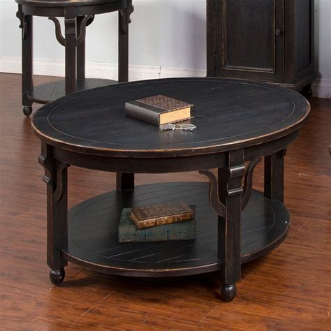 Distressed Black Round Coffee Table by Sunny Designs | FurniturePick