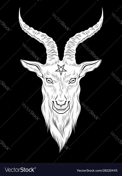 Baphomet demon goat head hand drawn print Vector Image | Goat art, Goat ...