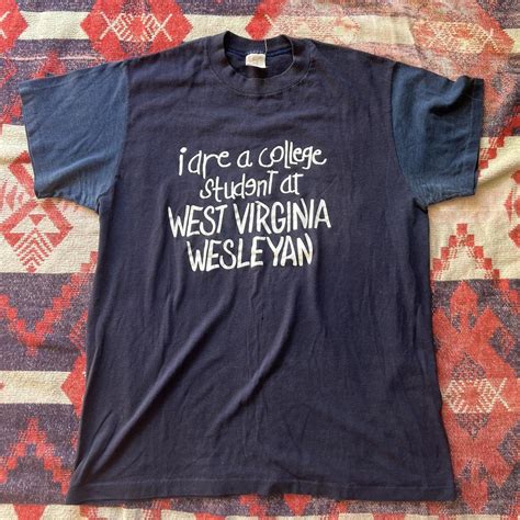 Vintage 70s West Virginia Wesleyan Humor Tee Size... - Depop