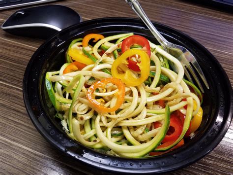 Zucchini noodle salad withmini sweet peppers and balsamic vinaigrette ...