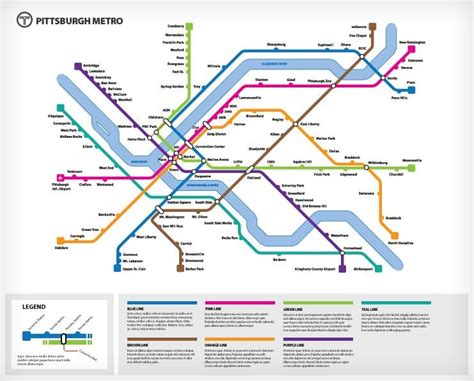 Pittsburgh Metro Map | Subway map design, Subway map, Transit map