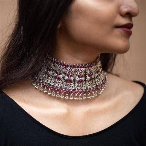 Silver Kemp Choker Necklace - South India Jewels