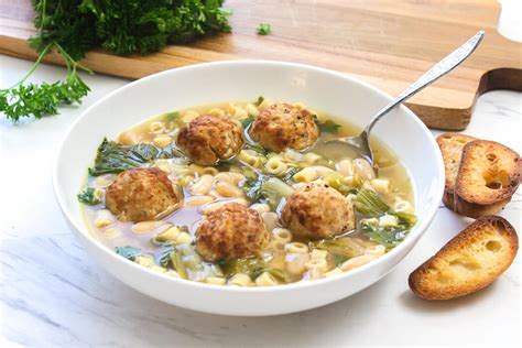 Escarole and Bean Soup with Meatballs - Daily Appetite