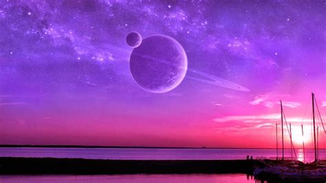 Download Purple Sunset Saturn 4k Wallpaper | Wallpapers.com