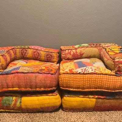 Indian Kanthasofahandmade Patchwork Floor Bohemian 2 Seat Sofa WITH 2 Pillow Cover Indian ...
