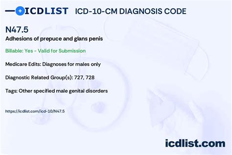 ICD-10-CM Diagnosis Code N47.5 - Adhesions of prepuce and glans penis