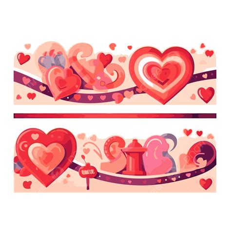 Valentines Day Banner Vector, Sticker Clipart Two Square Cartoon ...