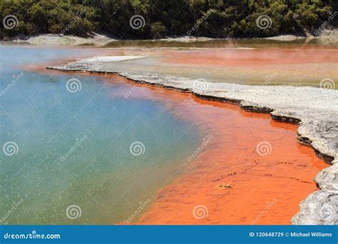 The Bubbling and Steaming `Champagne Pool`, Waiotapu Geothermal Area ...