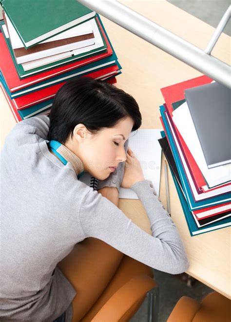 Female Student Sleeping at the Desk Stock Image - Image of information, fatigue: 26756689