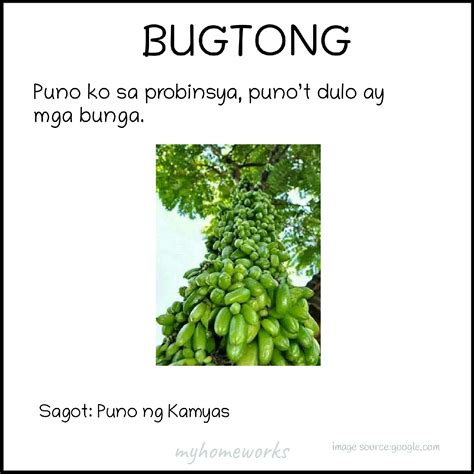 My Homeworks: BUGTONG NA MAY SAGOT AT LARAWAN