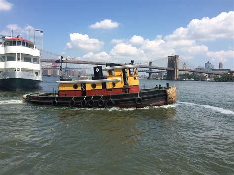 Wooden tugboat W.O. Decker fully restored and sailing the harbor : nyc