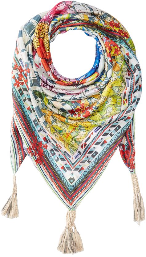 Johnny Was Women's Patterned Silk Square Scarf with Tassels | Buy Scarves and Wraps