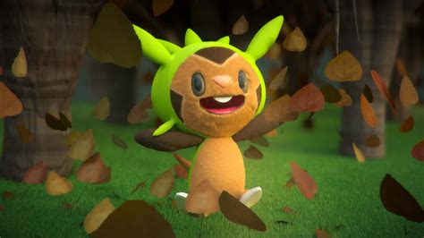 Download Chespin Surrounded By Falling Leaves Wallpaper | Wallpapers.com