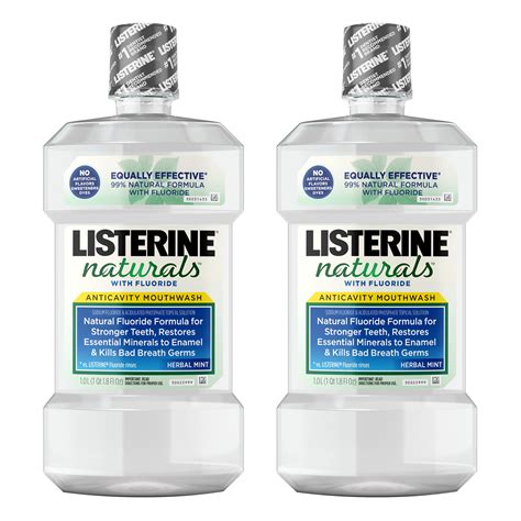 Listerine Naturals Anticavity Mouthwash With Fluoride, Herbal Mint, 1 L ...