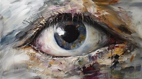 Oil painting. Conceptual abstract picture of the eye. Oil painting in colorful colors, Generate ...