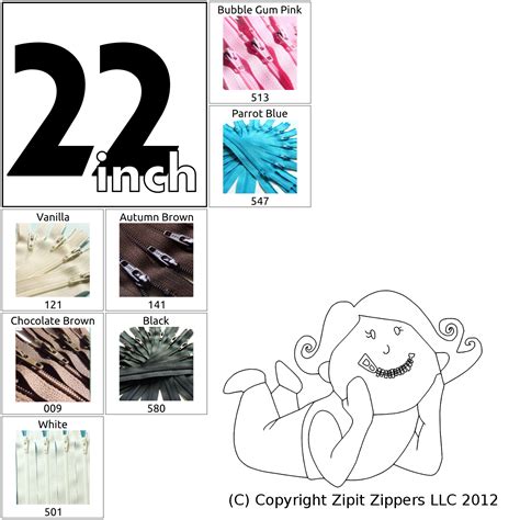 Zip It Zippers: Zipit Zippers #3 Coil YKK Zipper Color Charts By Size