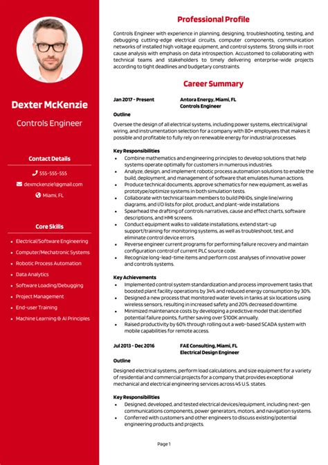 Controls Engineer resume example + guide [Get a top job]