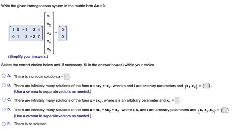 Solved Write the given homogeneous system in the matrix form | Chegg.com