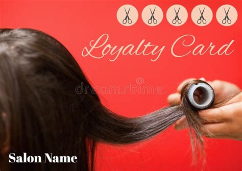 Composite of Hair Salon Loyalty Card Text Over Caucasian Woman in ...