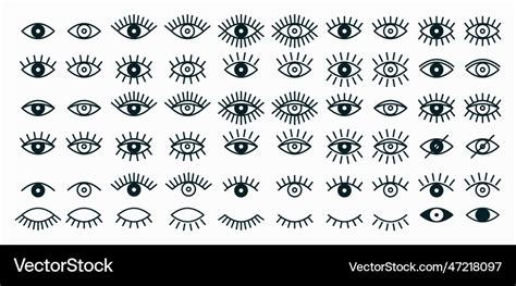 Simple flat black and white outline eye Royalty Free Vector