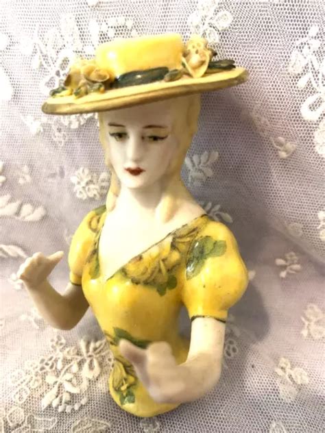 REPRO PORCELAIN HALF doll "Juliette" 10cms painted in yellow with ...