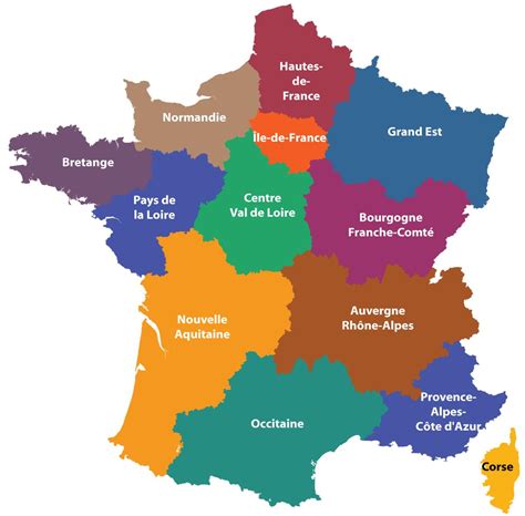 Map of France regions: political and state map of France