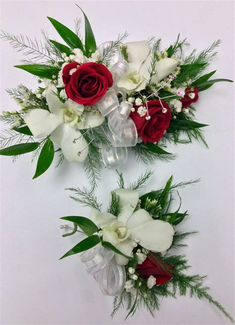 Red Sweetheart and White Orchid Corsage and Boutonnière Combo ...