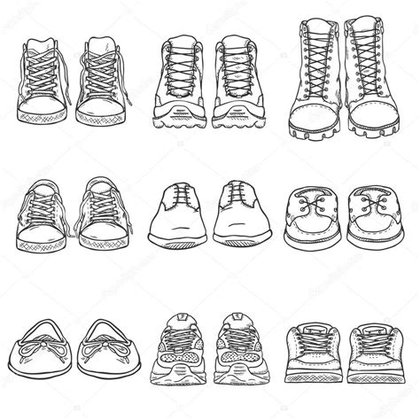 Set of Sketch Shoes Items. — Stock Vector © nikiteev #127187602