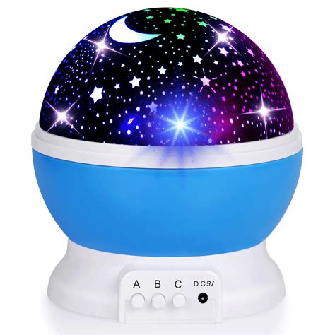 Star Projector, 360 Rotation Moon Star Light, 4 LED Bulbs Star Galaxy Light Projector for Kid ...