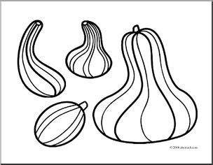 Clip Art: Gourds (coloring page) – Abcteach