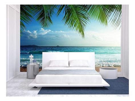 Calm Beach Plain Wall Murals - Beautiful Sea Beach Palm Ocean Sunset Hd ...