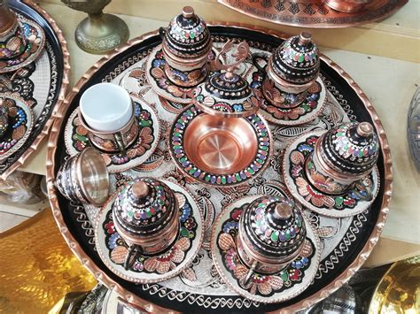 Turkish Coffee Cup Set Traditional Patterned Copper Coffee | Etsy