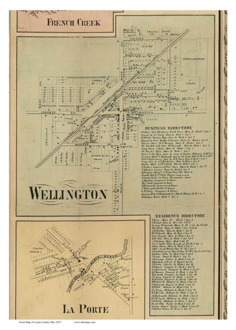 Wellington Village - Wellington, Ohio 1857 Old Town Map Custom Print ...