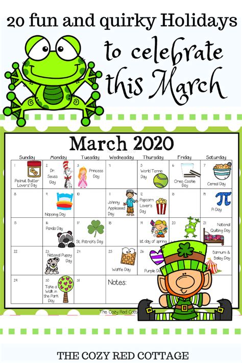 The Cozy Red Cottage: 20 Fun March Holidays (Free Printable Calendar)