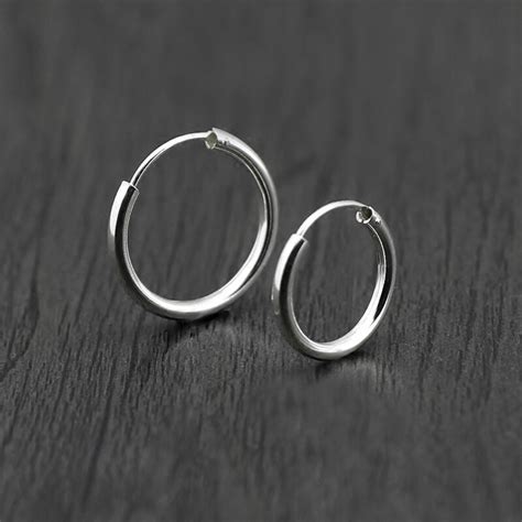 925 Sterling Silver Simple 1.6mm Huggie Hoop Sleeper Earrings Men Women (Inner Diameter 7/9/11 ...