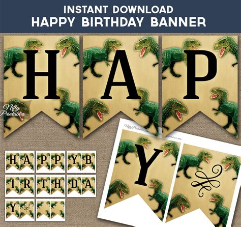 Printable Dinosaur Birthday Banner