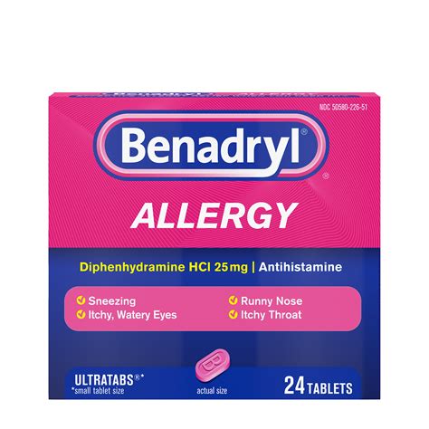 Benadryl Ultratabs Antihistamine Allergy Medicine Tablets, 24 Ct - Walmart.com - Walmart.com