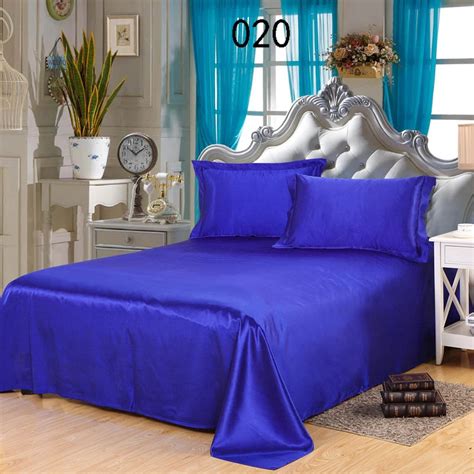 Royal Blue Tribute Silk Twin Full Queen 1Pcs Sheets Flat Bed Sheet Bedsheet Bedclothes Bedding ...