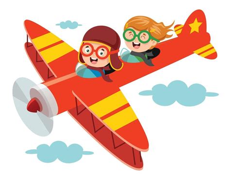 Happy Kid Flying In Airplane 2538919 Vector Art at Vecteezy