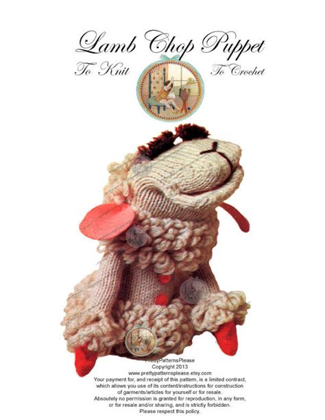 Lamb Chop Puppet Pattern to Knit or Crochet From Vintage PDF Digital ...