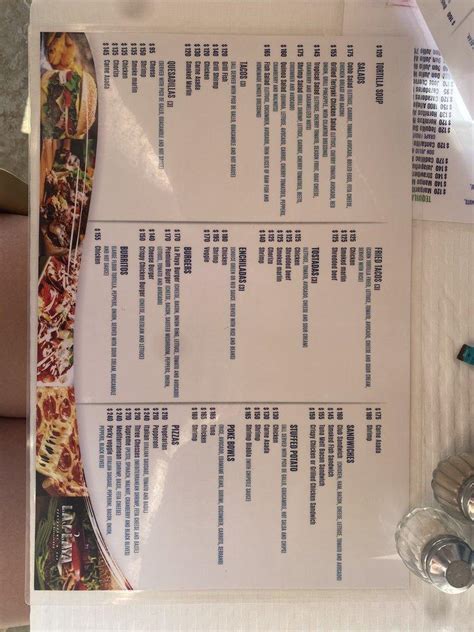 Menu at La Playa pub & bar, Los Barriles