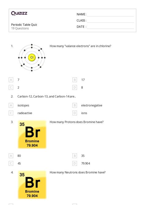 50+ periodic table worksheets on Quizizz | Free & Printable