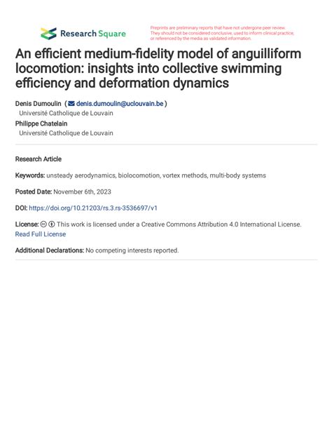 (PDF) An efficient medium-fidelity model of anguilliform locomotion: insights into collective ...