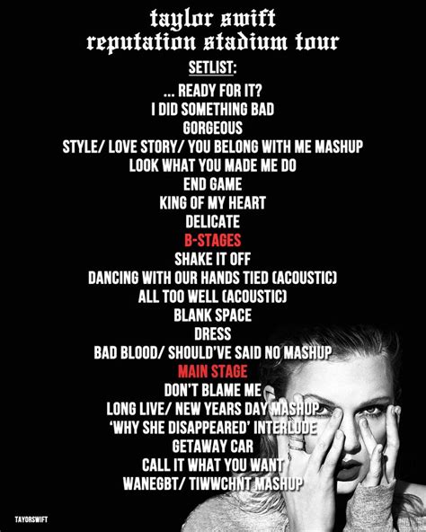 Rep tour setlist | Taylor swift concert, Taylor swift 13, Taylor swift