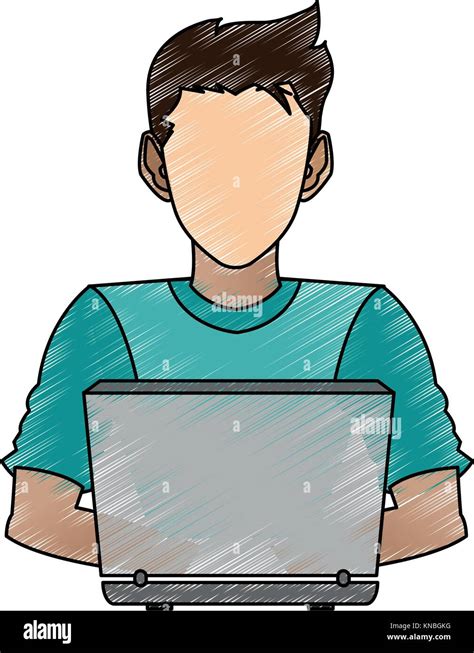 Man cartoon with laptop Stock Vector Image & Art - Alamy