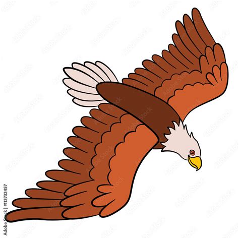 Cartoon birds for kids: Eagle. Cute bald eagle flying. Stock Vector ...