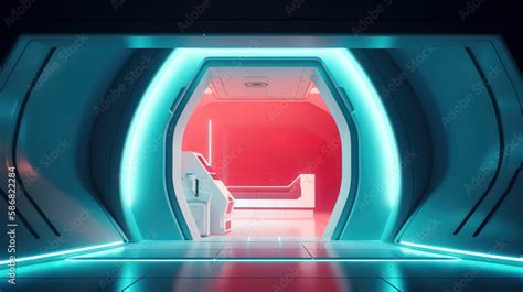 minimal room backdrop, home office inside minimal spaceship interior ...