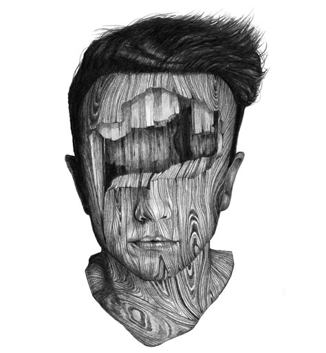 Wooden Man - 'Wood People' series by David Cristobal #portrait #drawing ...